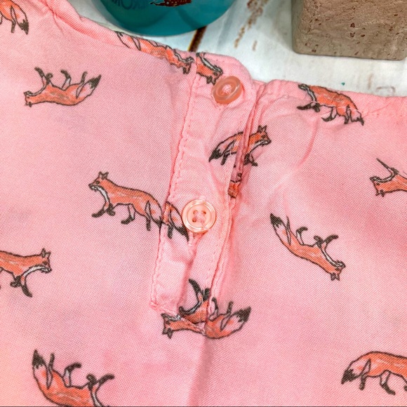 Cherokee Peplum Shirt Long Sleeve Baby Pink Fox Pattern Flowy Sz Large(10-12) - Picture 5 of 7